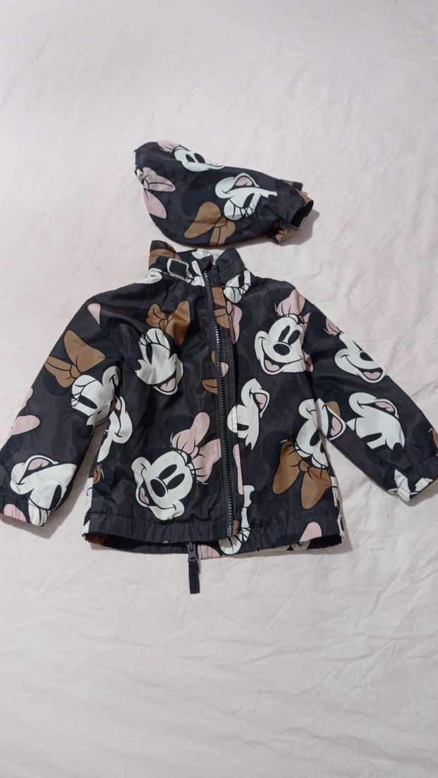 Kız Çocuk Kapüşonlu Baskılı Fermuarlı yağmurluk - Görsel 2