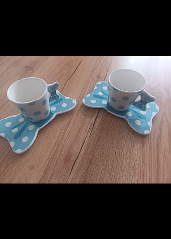 Mavi Puantiyeli Seramik 2li Fincan Seti - Görsel 2