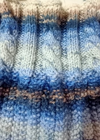 Mavi Gri Örgü kız bebek elbise - Görsel 2