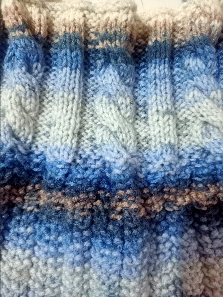 Mavi Gri Örgü kız bebek elbise - Görsel 2