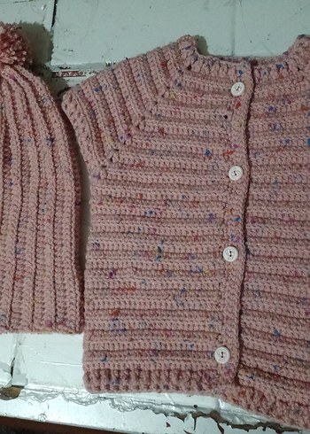 Kızlar için Pembe Örgü Hırka - Görsel 9