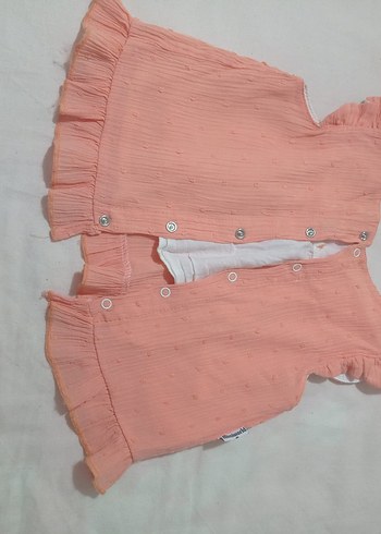 Kız Çocuk Pembe Fırfırlı V Yaka Elbise - Görsel 3