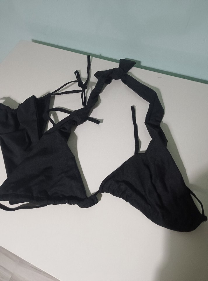 Siyah Bel Detaylı Strappy Bikini - Görsel 5