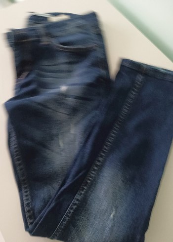 Yırtık Detaylı Lacivert Kadın Kot Pantolon - Görsel 4