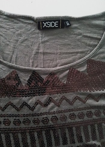 Bordo Nakışlı Boncuklu Tunik - Görsel 2