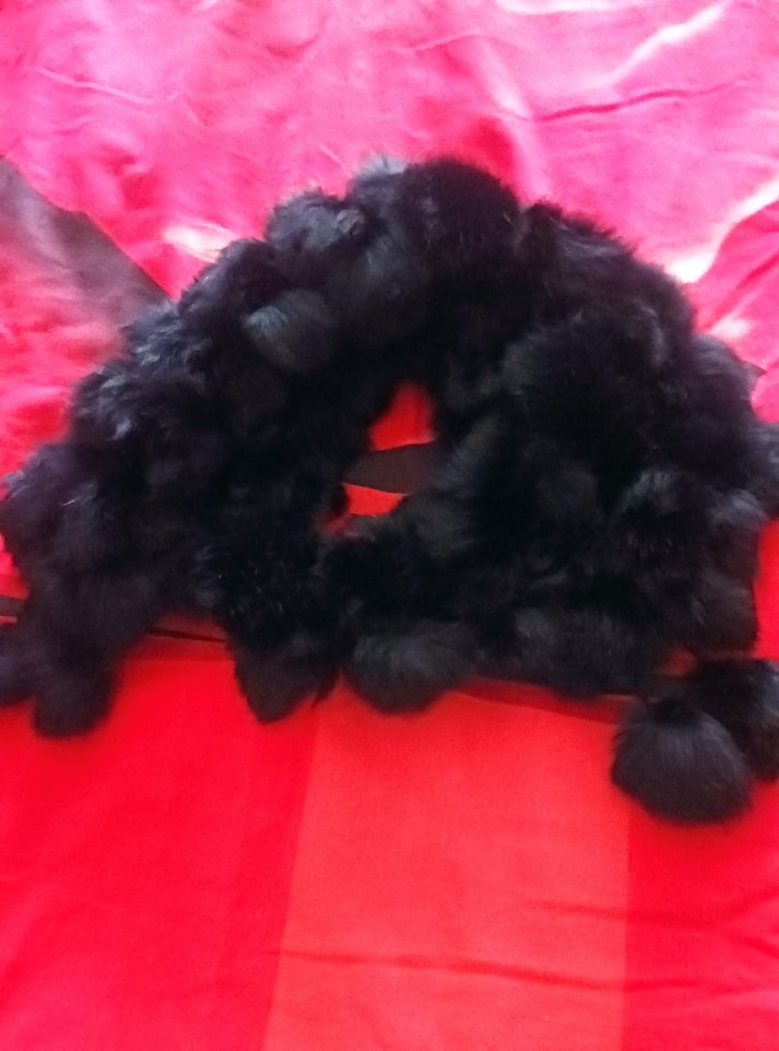 Siyah Kürk Detaylı Uzun Kadın Şal - Görsel 2