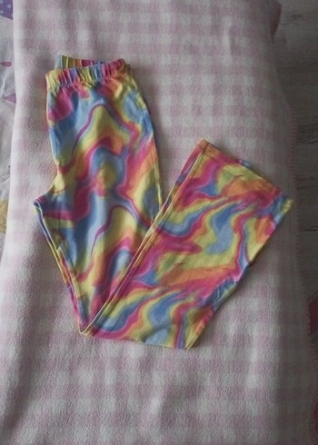 Bohem Renkli Batik Desenli İspanyol Paça Pantolon - Görsel 2