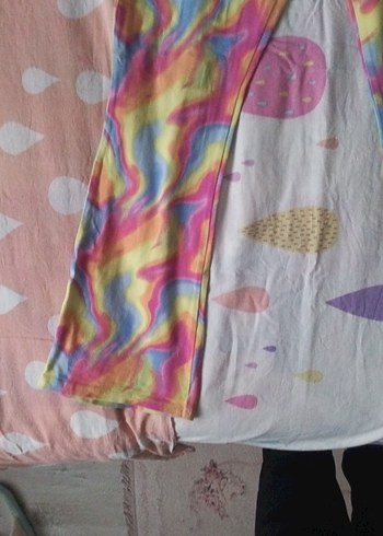 Bohem Renkli Batik Desenli İspanyol Paça Pantolon - Görsel 5