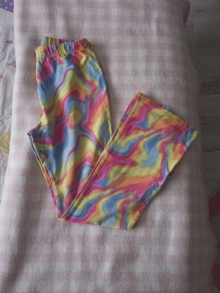 Bohem Renkli Batik Desenli İspanyol Paça Pantolon - Görsel 2