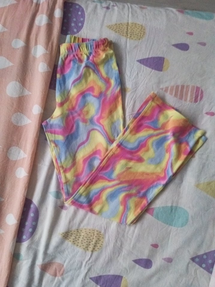 Bohem Renkli Batik Desenli İspanyol Paça Pantolon - Görsel 3