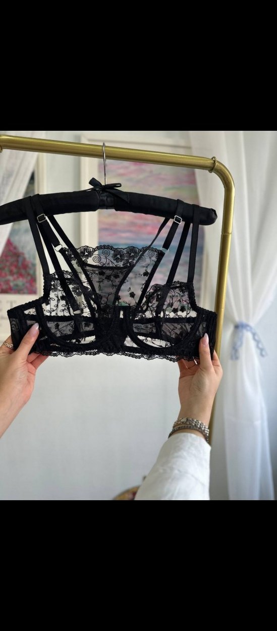 Nakışlı Siyah Sütyen Takımı - Görsel 2