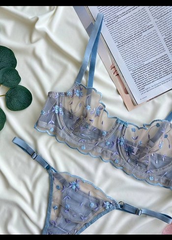 Mavi NakışlıSütyen Takımı - Görsel 2