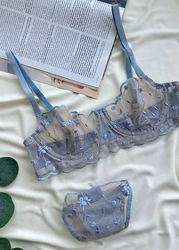 Mavi NakışlıSütyen Takımı - Görsel 4