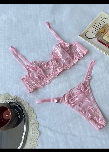 Pembe Midi Dantel İşlemeli Sütyen - Görsel 2