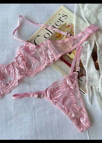 Pembe Midi Dantel İşlemeli Sütyen - Görsel 3