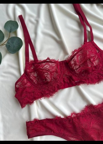 Bordo Dantel Sütyen Takımı - Görsel 3