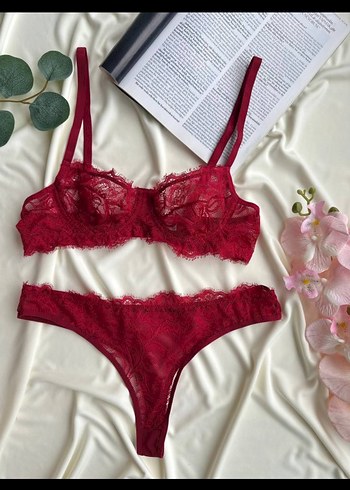 Bordo Dantel Sütyen Takımı - Görsel 2