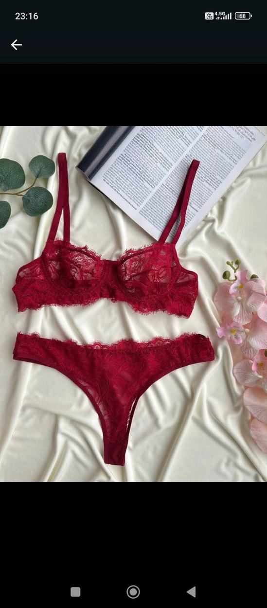 Bordo Dantel Sütyen Takımı - Görsel 2