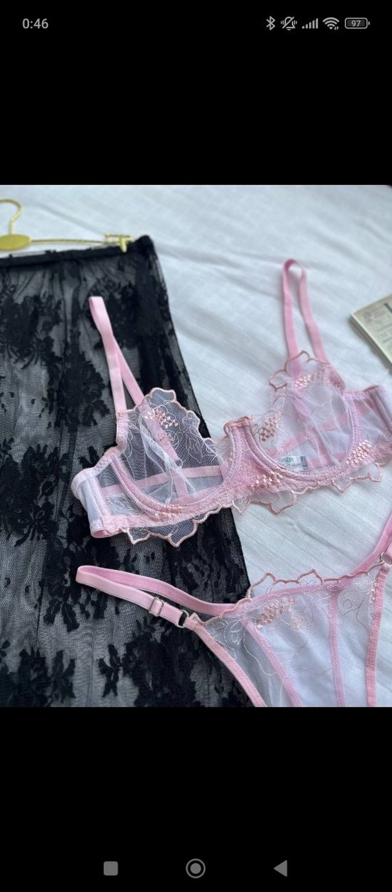 Pembe tül Dantel Sütyen takımı - Görsel 2