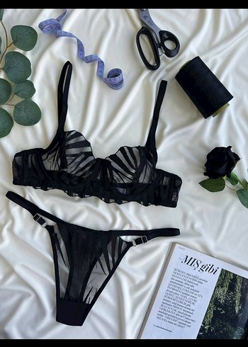 Siyah Zebra Desenli sütyen Takım - Görsel 3