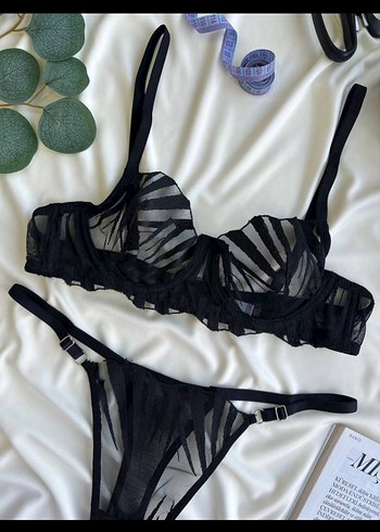 Siyah Zebra Desenli sütyen Takım - Görsel 4