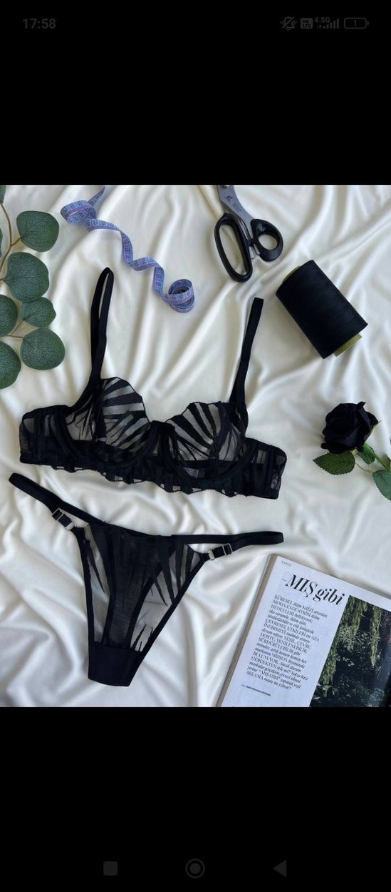 Siyah Zebra Desenli sütyen Takım - Görsel 3