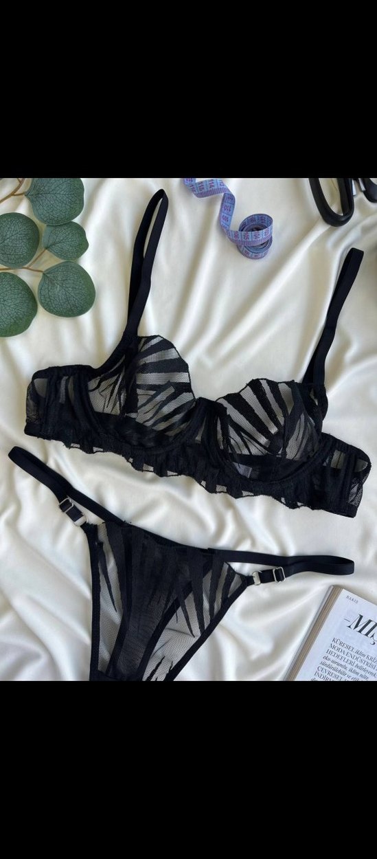Siyah Zebra Desenli sütyen Takım - Görsel 4
