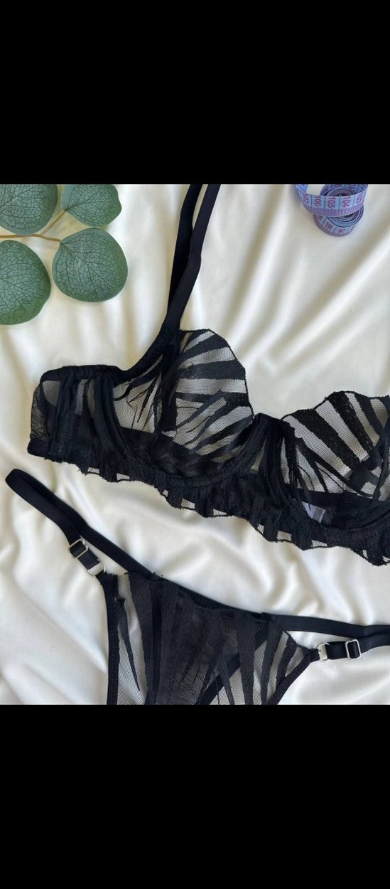 Siyah Zebra Desenli sütyen Takım - Görsel 5