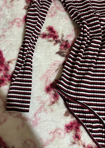 Kadın Çizgili Uzun Kollu Bodysuit - Görsel 2