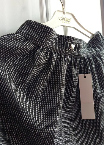 Düğmeli Gri Midi etek - Görsel 2