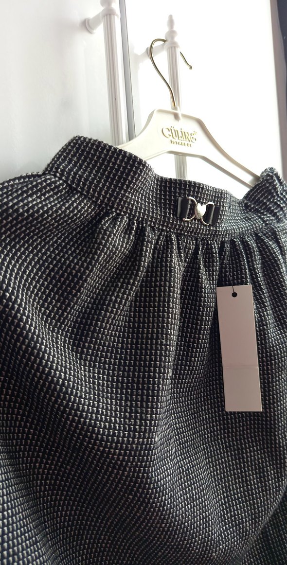 Düğmeli Gri Midi etek - Görsel 2