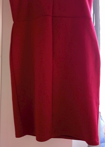 Bordo Drapeli Straplez Midi Abiye Elbise - Görsel 6