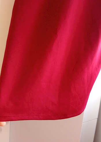 Bordo Drapeli Straplez Midi Abiye Elbise - Görsel 3