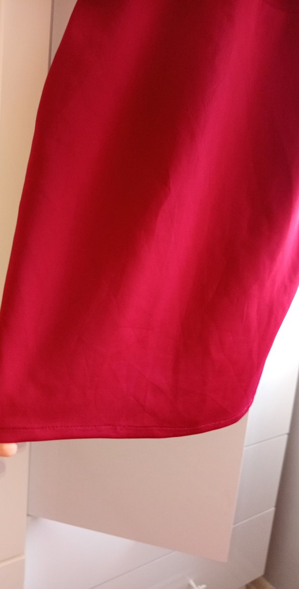 Bordo Drapeli Straplez Midi Abiye Elbise - Görsel 3