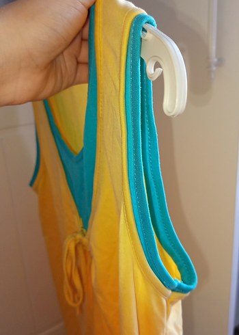 Sarı V Yaka Drapeli Hamile Bluz - Görsel 3