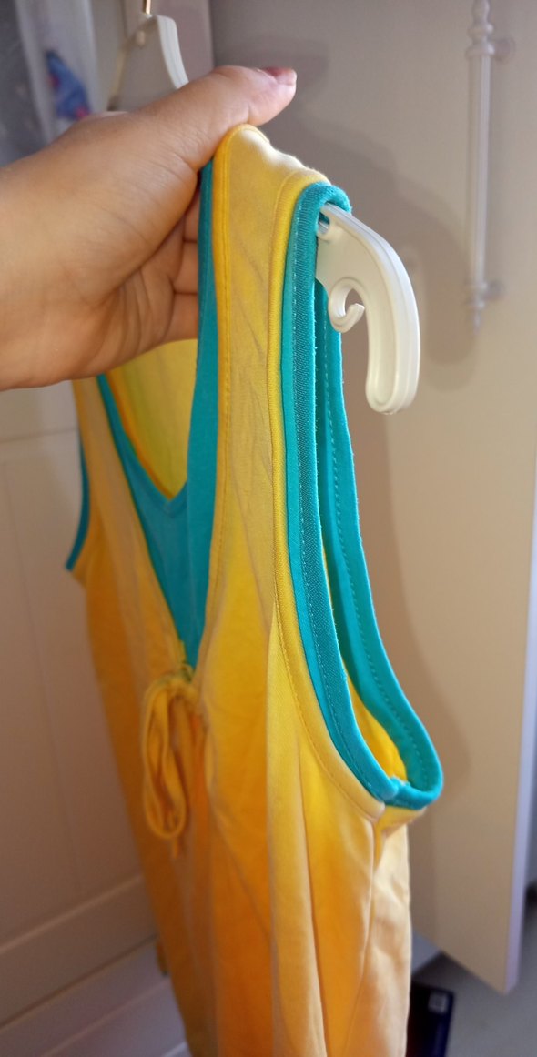 Sarı V Yaka Drapeli Hamile Bluz - Görsel 3