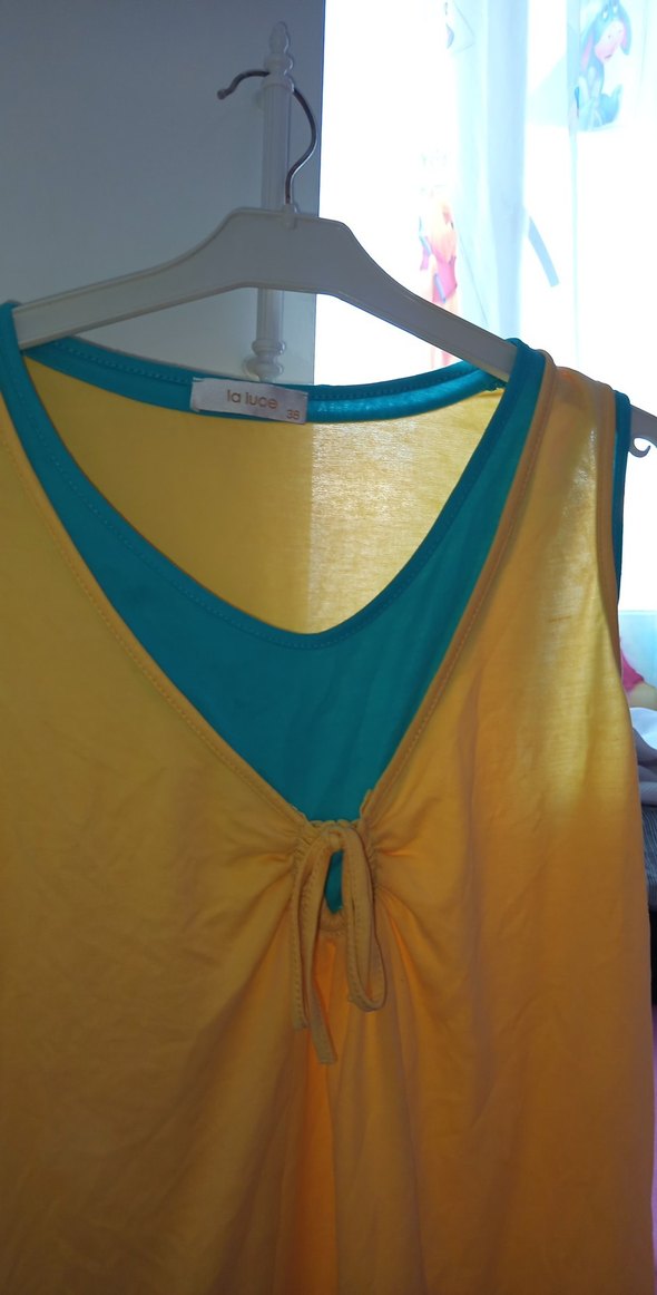 Sarı V Yaka Drapeli Hamile Bluz - Görsel 2