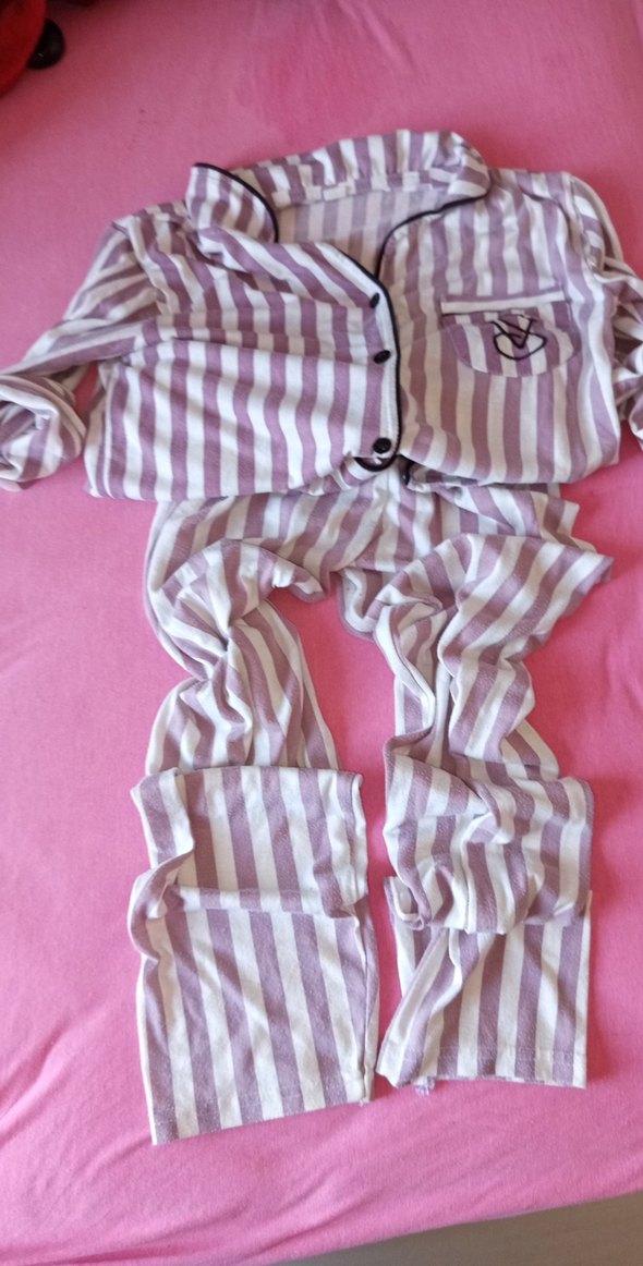 Mor Çizgili Regular Fit Kadın Takım - Görsel 4