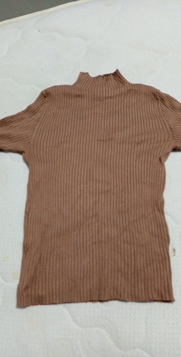 Bej Kadın Boğazlı Fitilli Kazak - Görsel 2