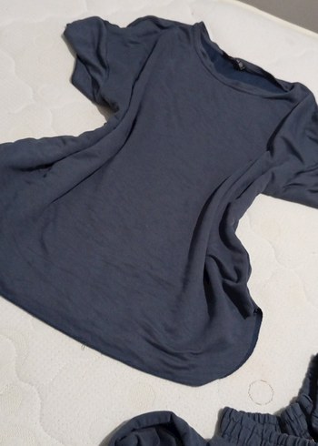 koyu tonlarda Rahat Kesim Kısa Kollu takım - Görsel 5