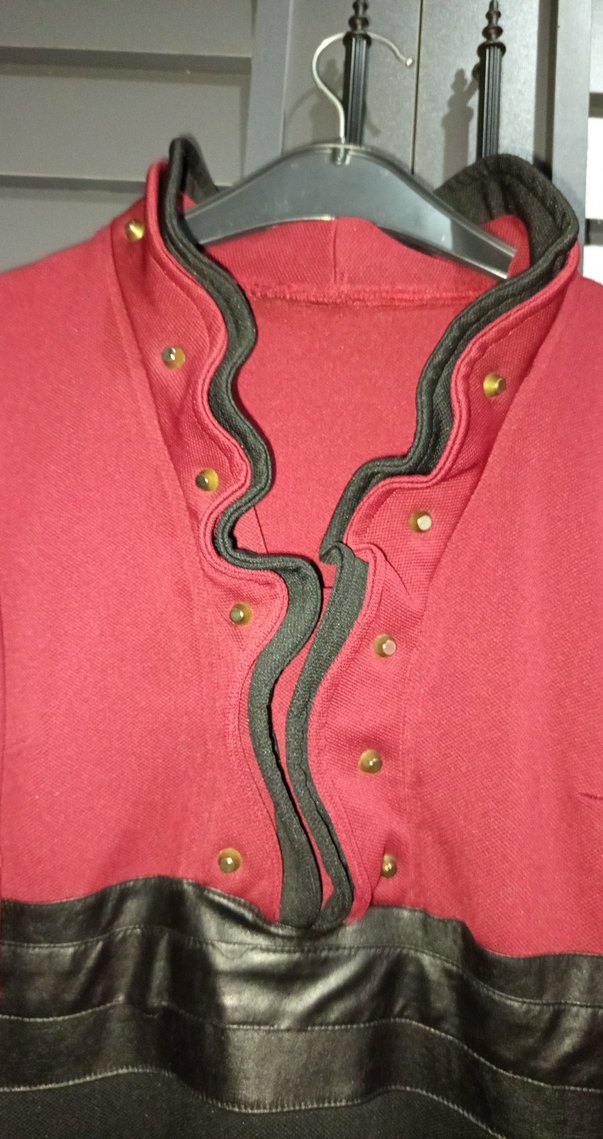 Bordo Siyah Midi Kemerli Kadın Elbise - Görsel 5