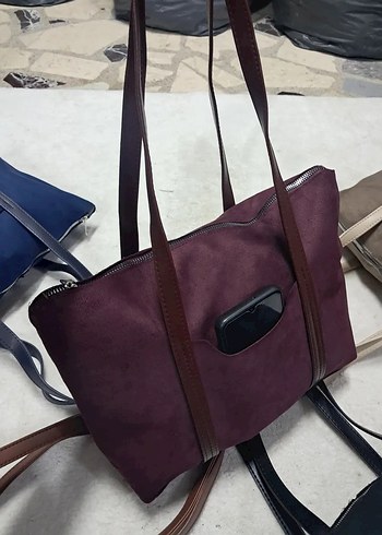 Zara Kahverengi Süet Kadın Günlük Çanta