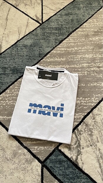 Mavi kaliteli penye kumaş Tişört