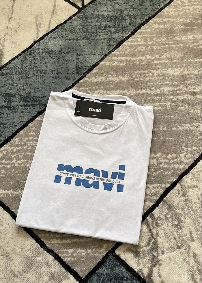 Mavi kaliteli penye kumaş Tişört - Görsel 2