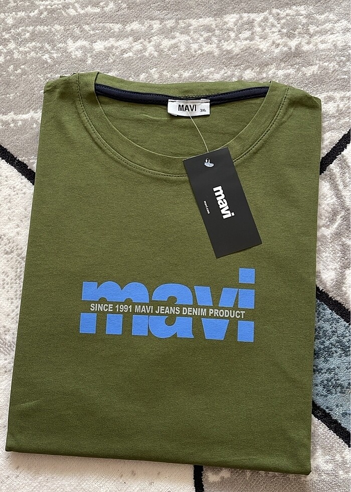 Mavi kaliteli penye kumaş Tişört - Görsel 2