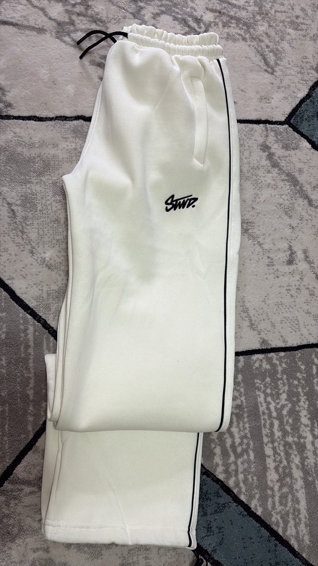 Beyaz Erkek Fermuarlı Eşofman Altı - Görsel 4