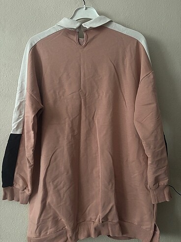m Beden Beyaz yakalı pembe tunik