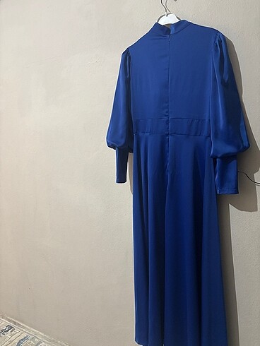 Saks mavisi tesettür elbise - Görsel 5