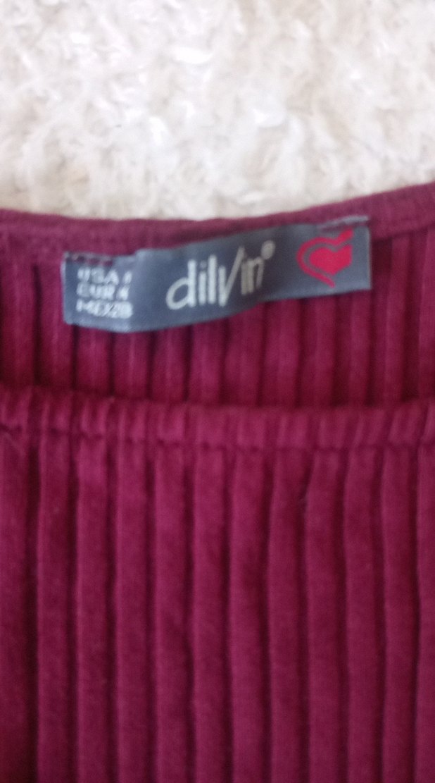 Bordo Piliseli Keten Hamile Tulum - Görsel 3