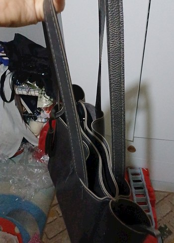 Gri Deri Püsküllü Kadın Çanta - Görsel 4